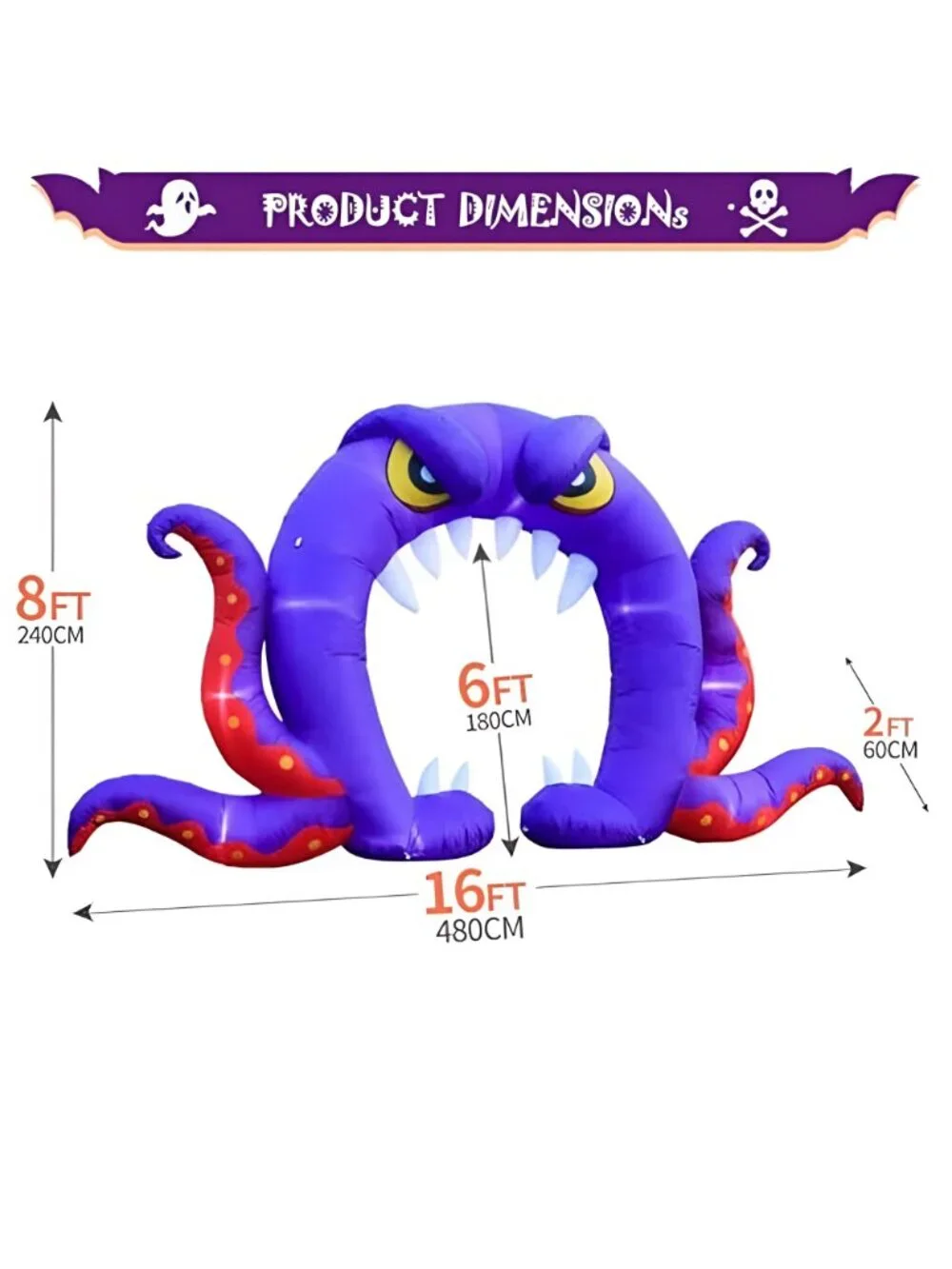 Halloween Inflatable Blow Up Decorations, 16FT Long 8FT Tall Purple Monster